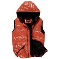 VaLS男装时尚连帽亮面韩版棉马甲保暖棉背心050400034(桔红/XL)