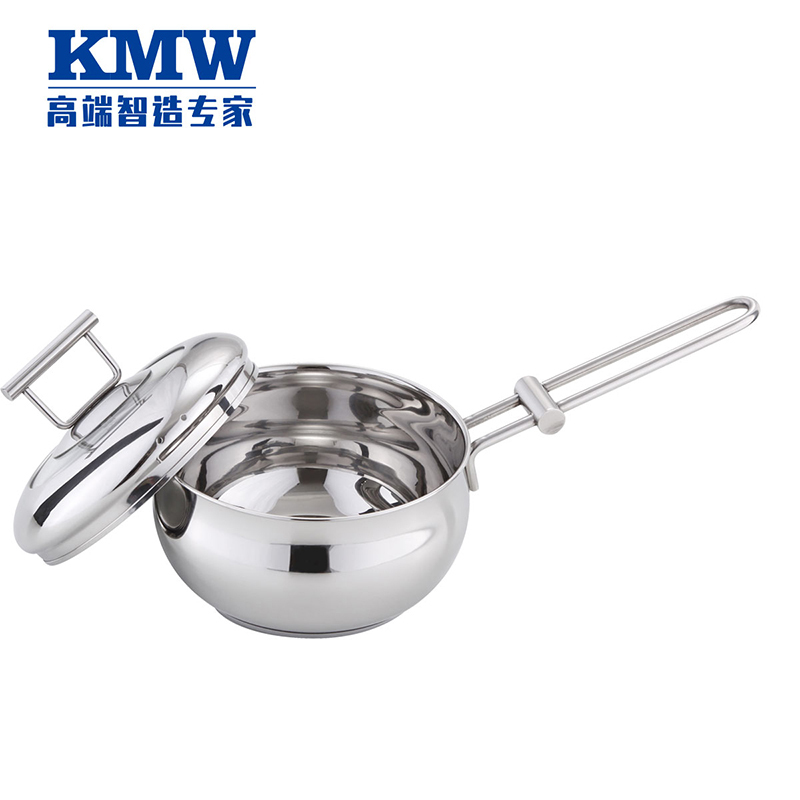 KMW 晶艺鼓形奶锅(单柄)16CM KMW-E-GJ060 304钢 三层底迷你小汤锅 辅食锅 炉灶通用