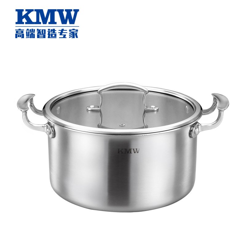 KMW晶致复合钢汤锅 不锈钢迷你不粘锅无烟无涂层电磁炉通用20cm