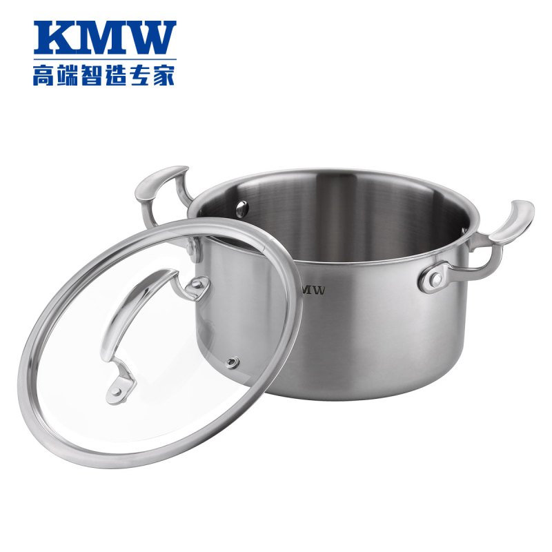 KMW晶致复合钢汤锅 不锈钢迷你不粘锅无烟无涂层电磁炉通用20cm