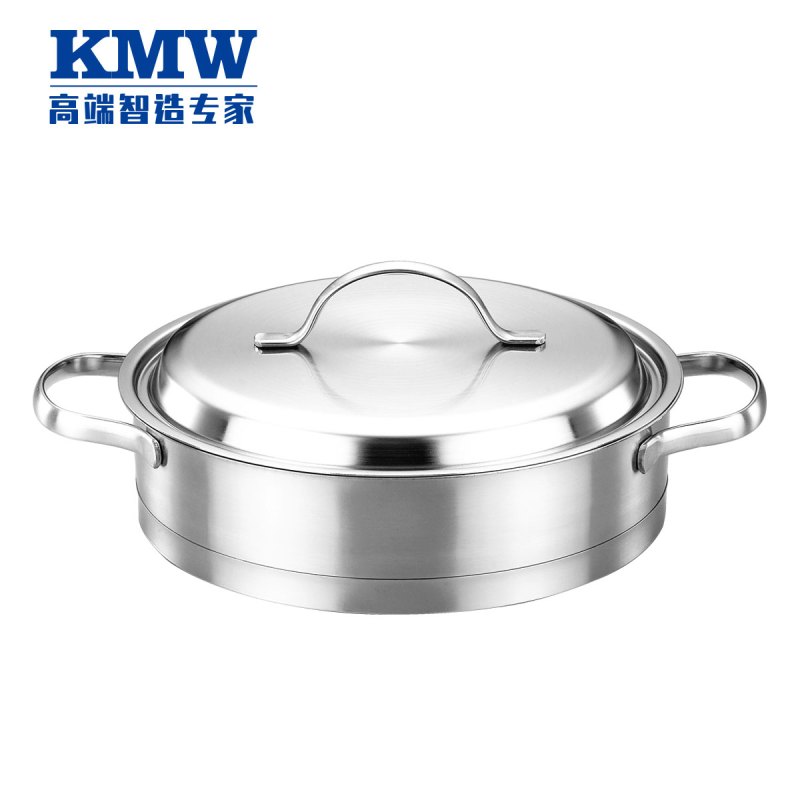 KMW 晶工复底煎锅 KMW-E-GJ053 德国锅具品牌品质304钢 不粘双耳煎锅 24cm 加厚复合底 电磁炉通用