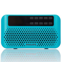 Philips/飞利浦SBM120老人FM收音机便携式插卡音箱 迷你随身听MP3播放器扬声器小音响 AUX音频输入 蓝色