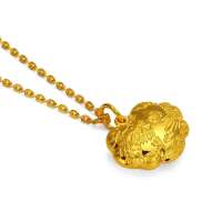 金叶珠宝千足金吊坠蛟龙戏珠宝宝锁包2.93g