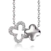 金叶珠宝18K白金钻石项链套装 升华