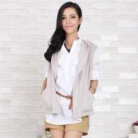 伊甸基因全棉欧美休闲时尚新针织连帽气质款马甲EA120090浅灰均码