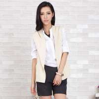 伊甸基因全棉欧美休闲时尚新针织连帽气质款马甲EA120090杏粉均码