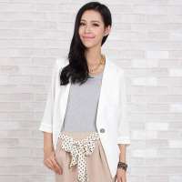 伊甸基因棉质修身职业百搭款简约一粒扣女士小西装EA120094白色M