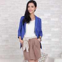 伊甸基因棉质修身职业百搭款简约一粒扣女士小西装EA120094蓝色XL