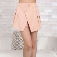 伊甸基因欧美纯色简约时尚气质精美百搭短裤裤裙EB120093肉粉L