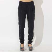 伊甸基因欧美百搭简约休闲天丝哈伦裤小脚长裤EB120147黑色S
