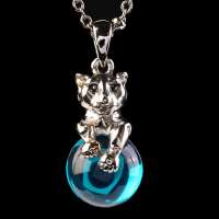 法国IDee豹子项链女 蓝水晶毛衣链 时尚个性吊坠 周年纪念礼品