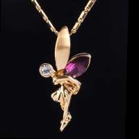 法国IDee天使翅膀项链女锁骨链可爱紫水晶吊坠公司礼品