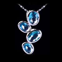 法国IDee水滴项链女设计师推荐蓝水晶925纯银吊坠饰品锁骨链时尚配饰