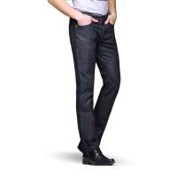 亚狮龙 男装奢侈品级高档商务休闲直筒修身牛仔裤子11412005(深蓝黑/34)