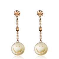 潮宏基正品 smiley 微笑.勋章 红18K金贝壳耳坠