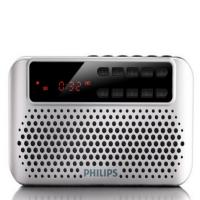 Philips/飞利浦SBM120老人FM收音机便携式插卡多功能音箱 迷你随身听MP3播放器小音响 AUX音频输入 银色