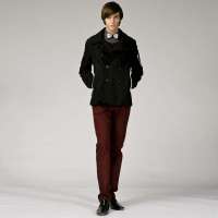 gxg1978 男士时尚羊毛潮流修身毛呢短款大衣#04606002 黑色(L)