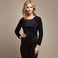 红豆情加绒加厚秋衣秋裤印花保暖内衣套装黑色(165)8538