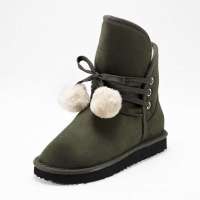VANCL凡客诚品 系带毛球雪地靴6寸41374橄榄绿36