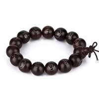 御灵珠宝 大叶紫檀六字真言佛珠手链14mm 1004020114001