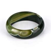 御灵珠宝 天然水晶 冰种绿玛瑙玉髓手镯 光泽油亮 03032600005