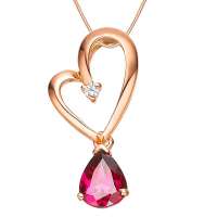 卓思华 S925银镶天然石榴石吊坠/项坠/项链 赠银链-Y10445P