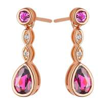 卓思华 S925银镶1克拉天然石榴石耳环/耳钉-Y9282E