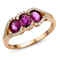 卓思华 S925银镶天然石榴石1.5克拉女戒/戒指/指环#15-Y14089R