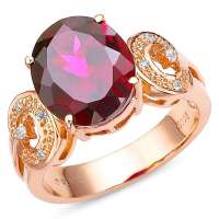 卓思华 S925银镶天然石榴石5.5克拉女戒/戒指/指环#13-Y6001R