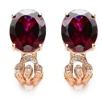 卓思华 S925银镶9.5克拉天然石榴石耳环/耳钉-Y6003E