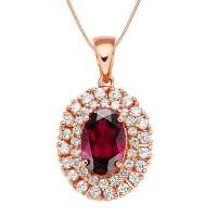 卓思华 S925银镶1.5克拉石榴石吊坠/项坠/项链 赠银链-Y12206P