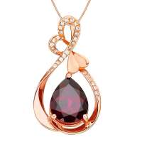 卓思华 S925银镶2.5克拉石榴石吊坠/项坠/项链 赠银链-Y12511P