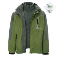 VANCL凡客诚品  男士特氟龙双色拼三合一冲锋衣40026橄榄绿色/灰色XL