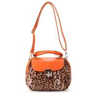 VANCL凡客诚品  女士mix融合体豹纹梅花扣挎包40877橘色豹纹28*20*6CM