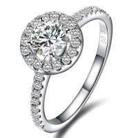 钻宝源 18K白金80分H SI钻石戒指女戒/结婚钻戒-绽放