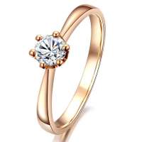 钻宝源 18K玫瑰金30分IJ SI钻石女戒/结婚钻戒-一生守候