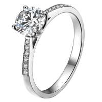 钻宝源 18K白金总重54分IJ SI钻石女戒/结婚钻戒-爱意浓浓