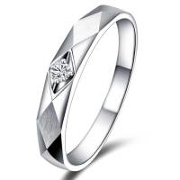 钻宝源 18K白金5分钻石男戒/钻戒-情有独钟