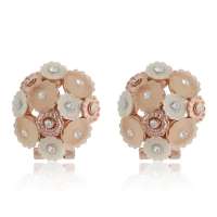 私言私语 pwords 花团锦簇 珍珠花球镶水钻玫瑰金耳钉 gset0169