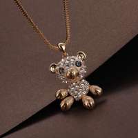 私言私语 pwords 快乐抱抱熊 可爱镶钻毛衣项链 gsnt0002