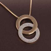 私言私语 pwords 爱相随 水钻镶嵌双环项链 gsnt0021