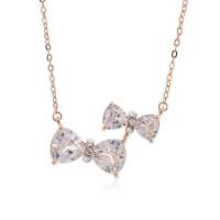 私言私语 pwords 蝴蝶追逐 精致镶钻双蝴蝶结项链gsnt0132