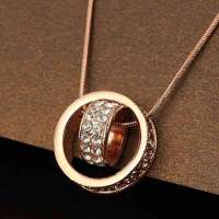 私言私语 pwords 心有灵犀 玫瑰金镶水钻转运短款项链 gsnt0147