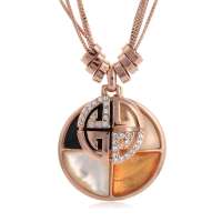 私言私语 pwords 无价之爱 时尚拼色玫瑰金镶钻长项链 gsnt0165