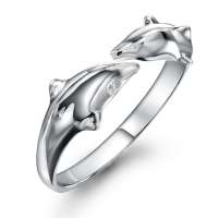 千金一诺 925银饰 银戒指 海豚恋戒指 尾戒