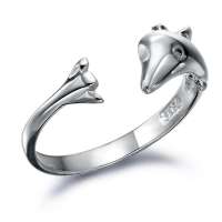 千金一诺 925银饰 银戒指 活口戒指 小海豚戒指 尾戒