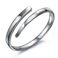 千金一诺 925银饰 尾戒 开口戒指 光面流线型戒指
