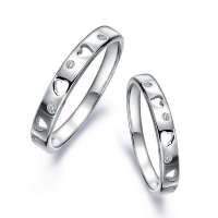 千金一诺 925银饰 银戒指 情侣戒指 925银情侣界 心心相印情侣戒指 16#
