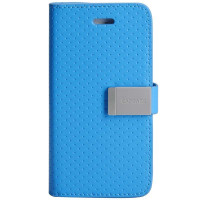 卡登仕(CAPDASE)IPHONE5双重纯点皮套左右开(蓝/灰)