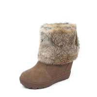 Tata/他她沙色牛猄/兔毛X232-3女靴2012秋季浅杏38